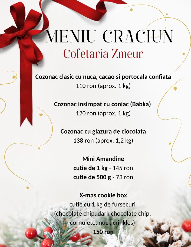 Cofetaria Zmeur menu Craciun